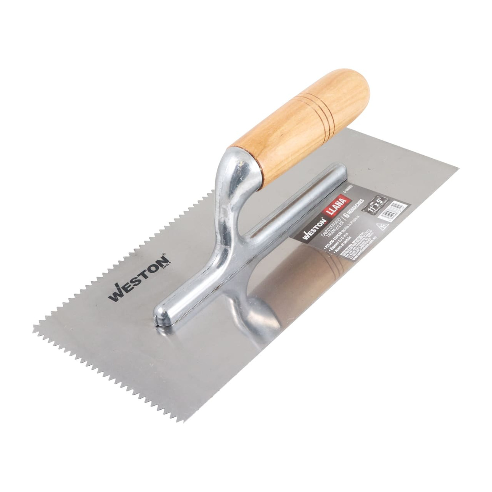 Llana Canto Dentado Triangular 11" x 5" 6 Remaches Mango de Madera Weston