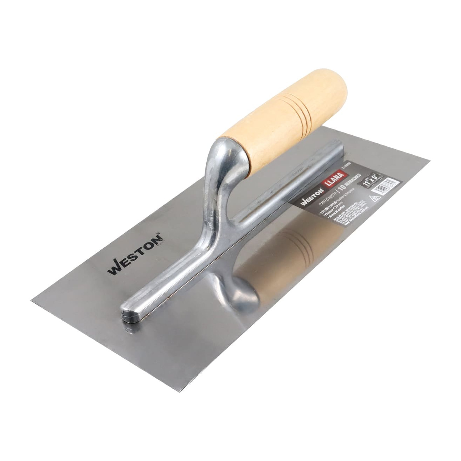 Llana Canto Recto 11" x 5" con Mango de Madera 10 Remaches Weston