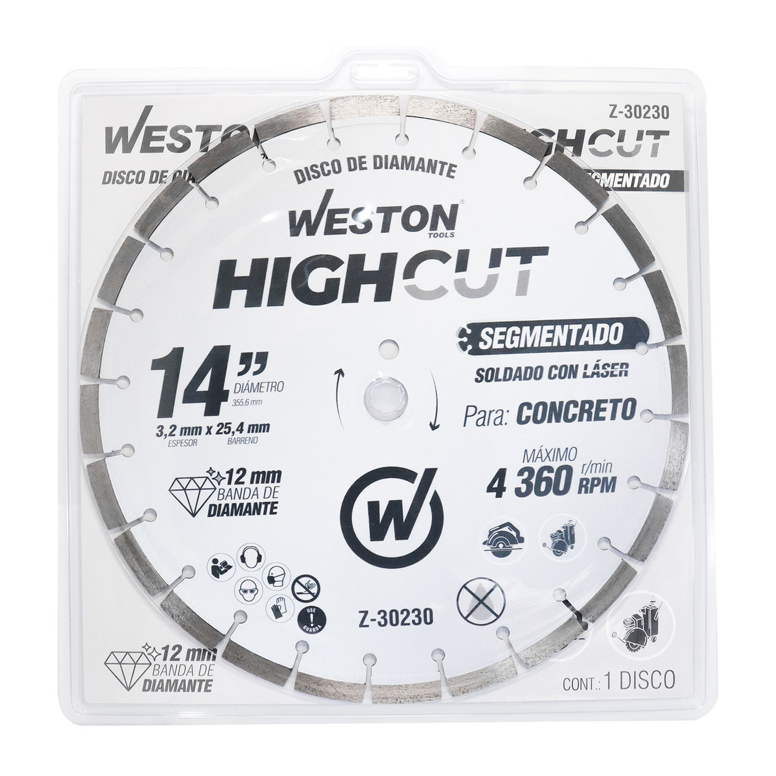 Disco de Diamante Rin Segmentado 14" Weston
