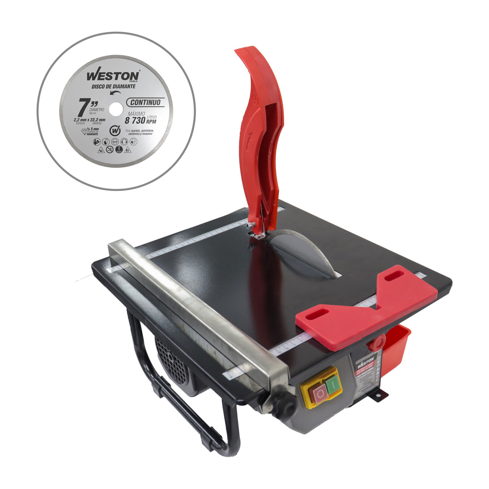 CORTADORA DE AZULEJO ELECTRICA 450W DE MESA PARA TRABAJO EN HUMEDO 7" - Imagen 2
