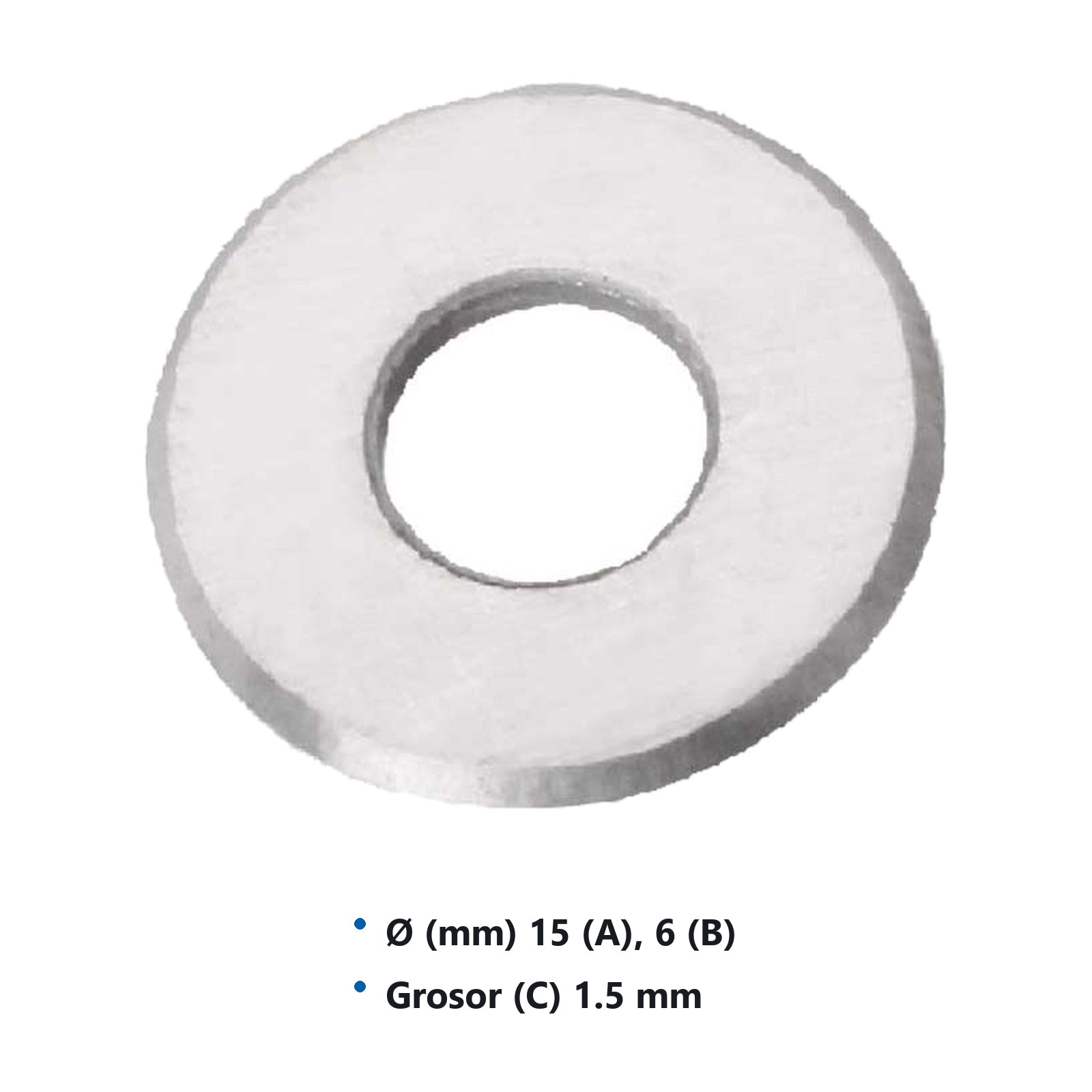 CUCHILLA ØEXT. 15mm X ØINT. 6mm X ESPESOR 1.5mm PARA CORTADORA Z-38035 - Imagen 3