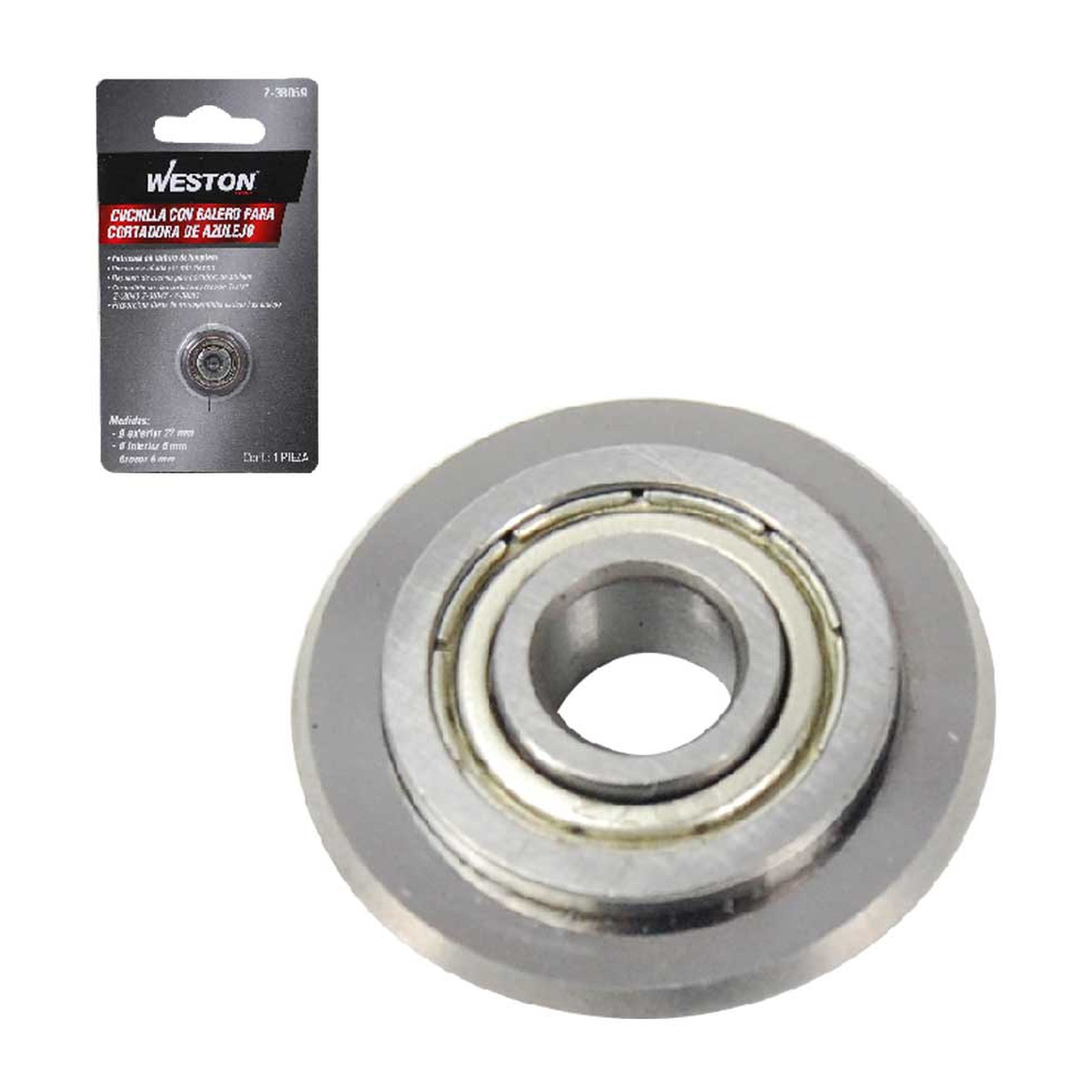Cuchilla con Balero 22mm x 6mm x 6mm para Cortadoras de Azulejo WESTON Z-38043, Z-38047 y Z-38051