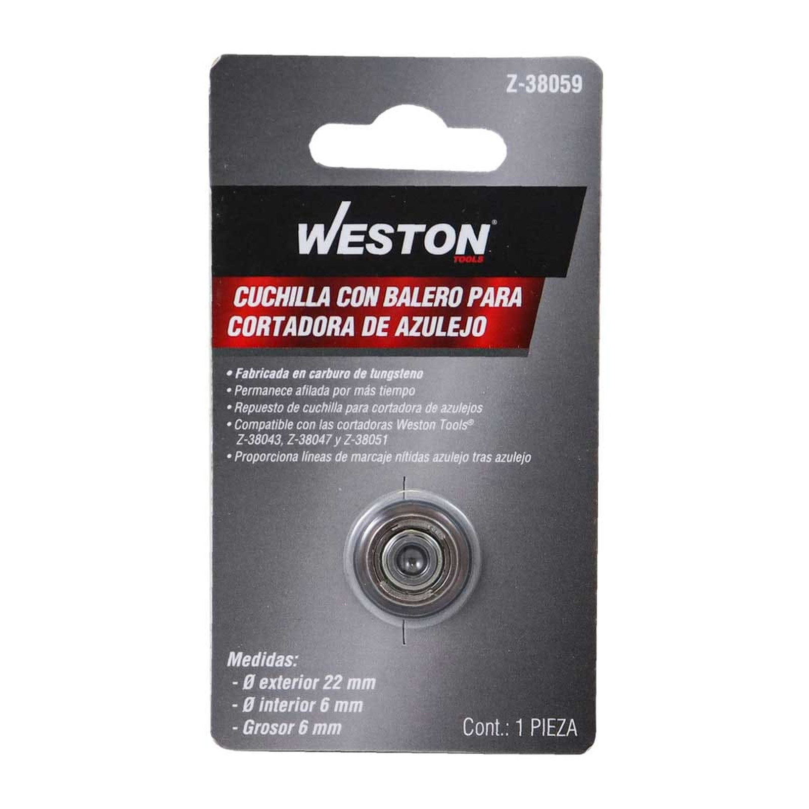 CUCHILLA CON BALERO ØEXT. 22mm X ØINT. 6mm X EXPESOR 6mm PARA CORTADORAS Z-38043, Z-38047 Y Z-38051 - Imagen 2