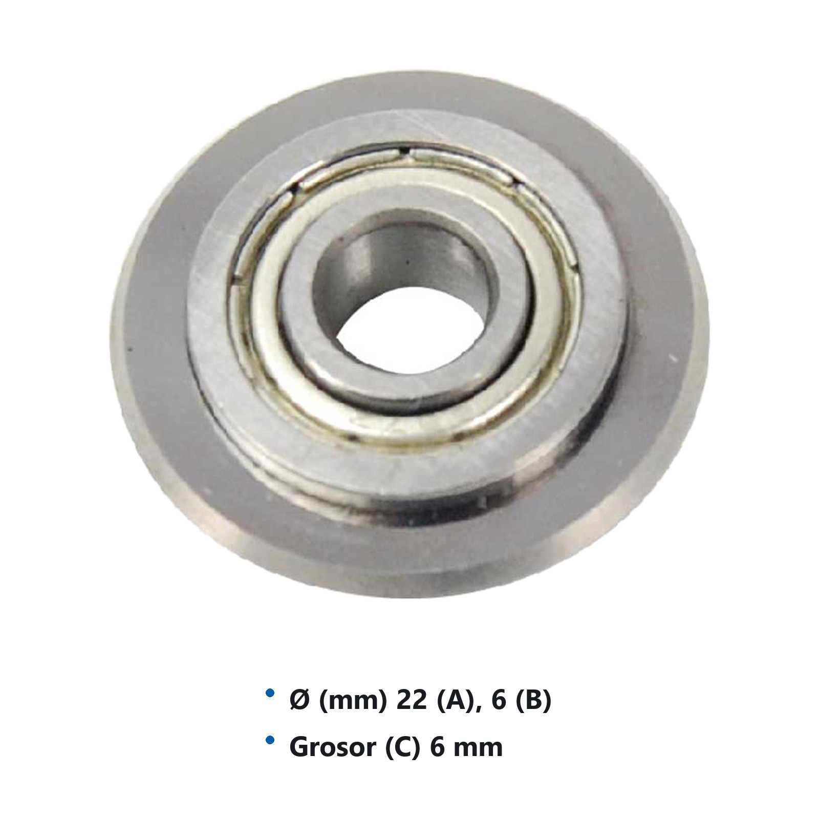 CUCHILLA CON BALERO ØEXT. 22mm X ØINT. 6mm X EXPESOR 6mm PARA CORTADORAS Z-38043, Z-38047 Y Z-38051 - Imagen 3