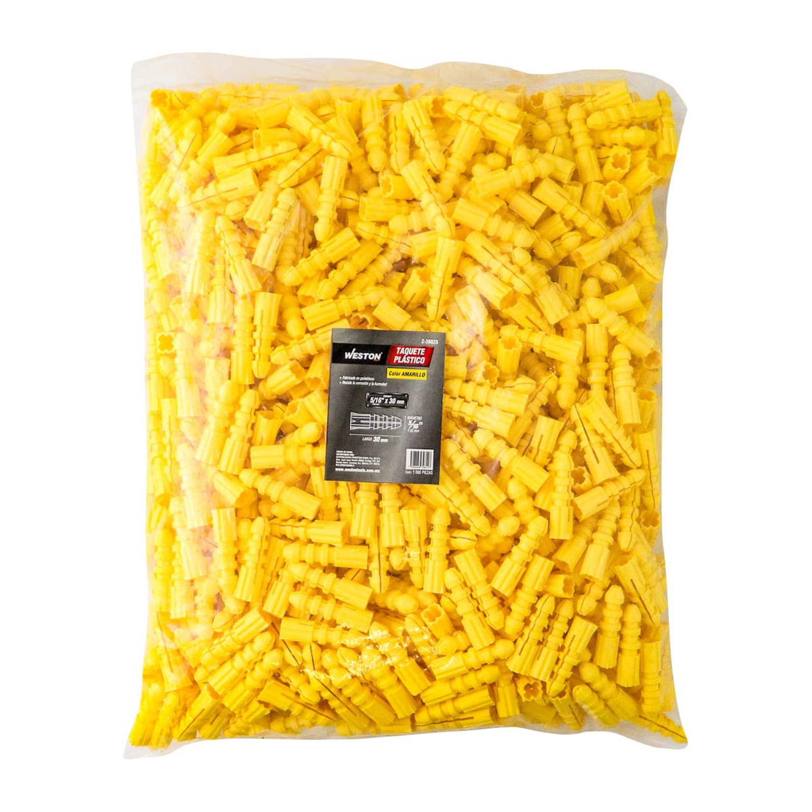 TAQUETE PLASTICO AMARILLO 5/16" X 30 MM (Precio x Pieza - Bolsa C/1000 piezas) - Imagen 4
