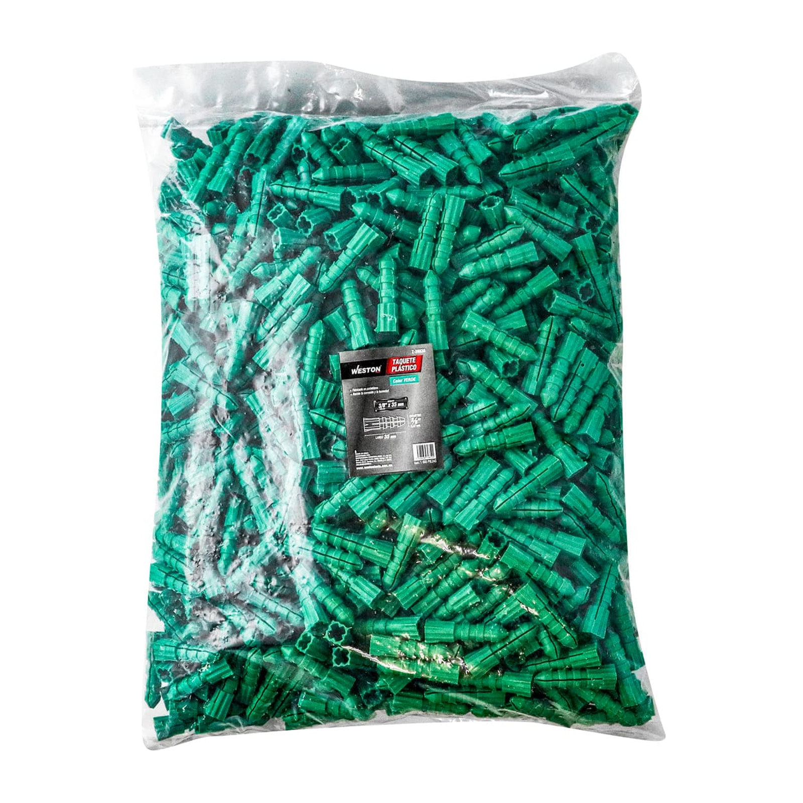TAQUETE PLASTICO VERDE 3/8" X 35 MM (Precio x Pieza - Bolsa C/1000 piezas) - Imagen 4