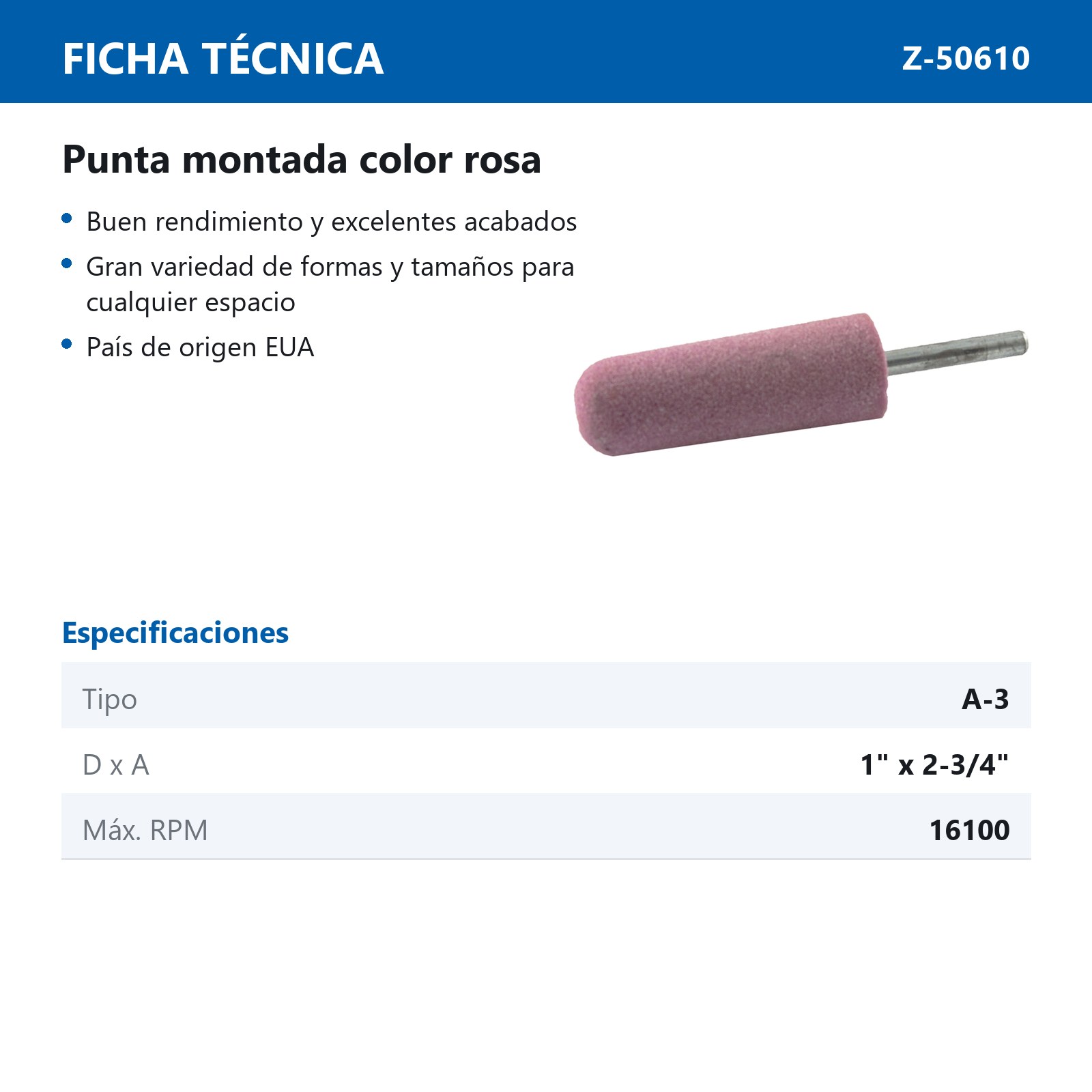 PUNTA MONTADA TIPO 'A3' 88A60  ROSA - Imagen 2