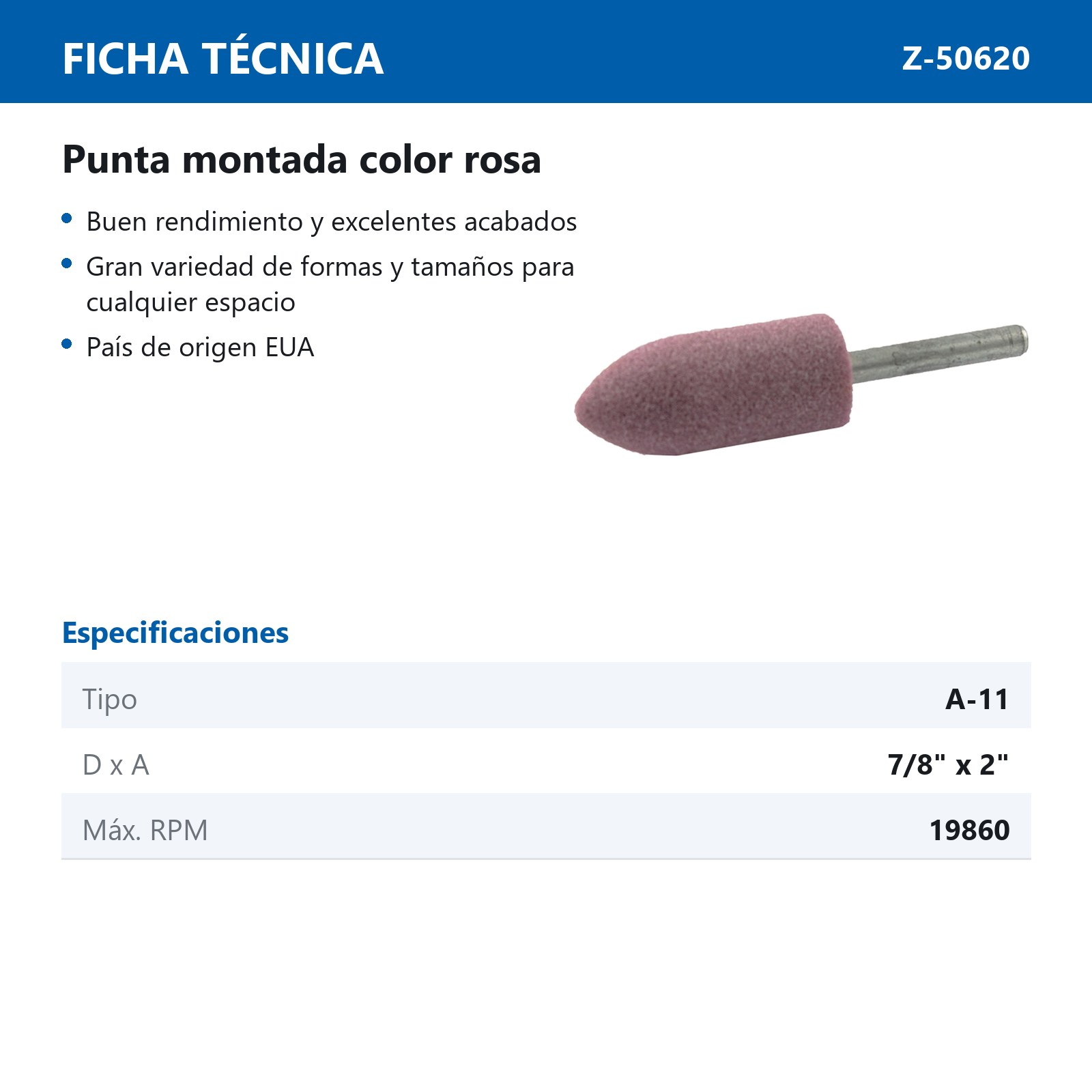 PUNTA MONTADA TIPO 'A11' 88A60  ROSA - Imagen 2