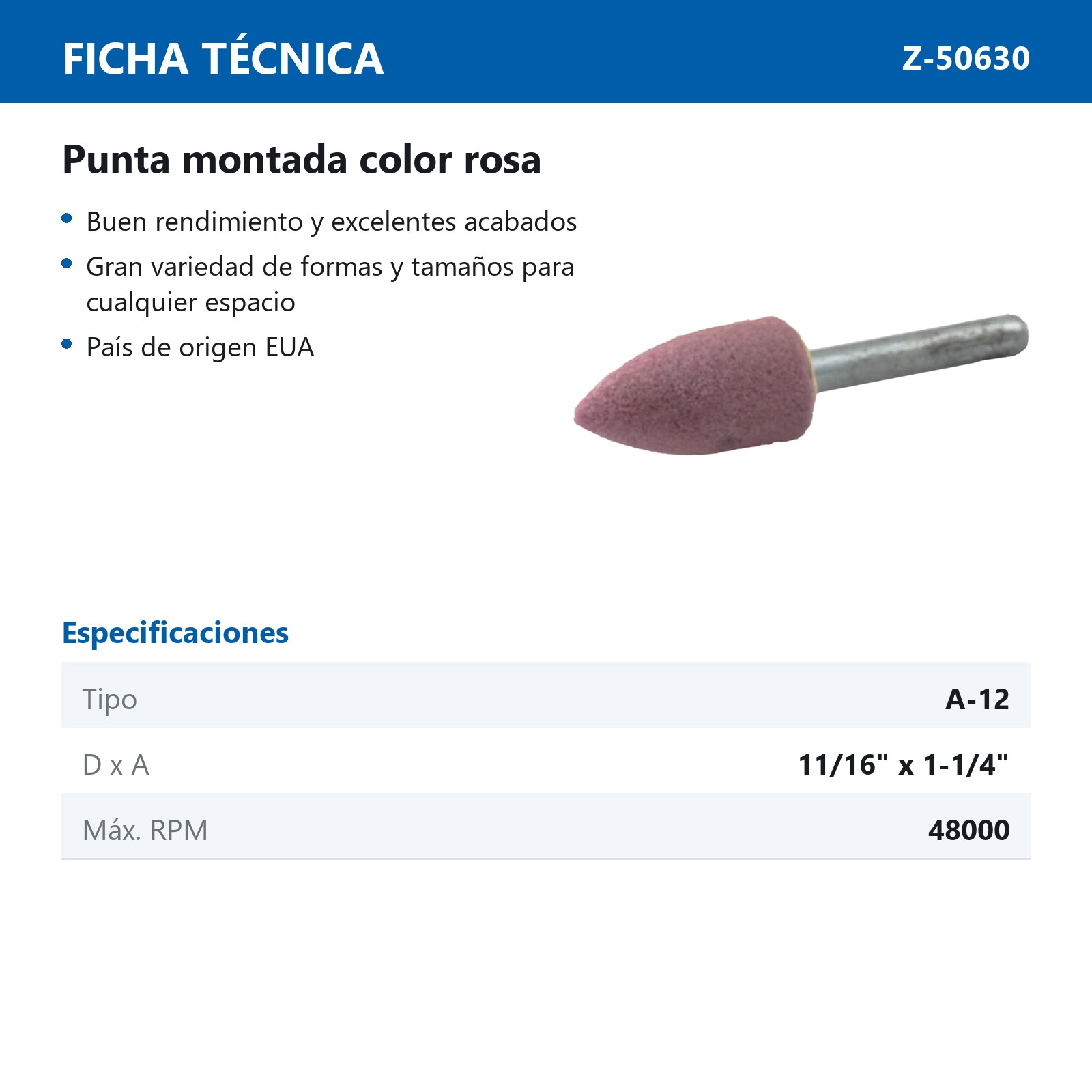 PUNTA MONTADA TIPO 'A12' 88A60  ROSA - Imagen 2