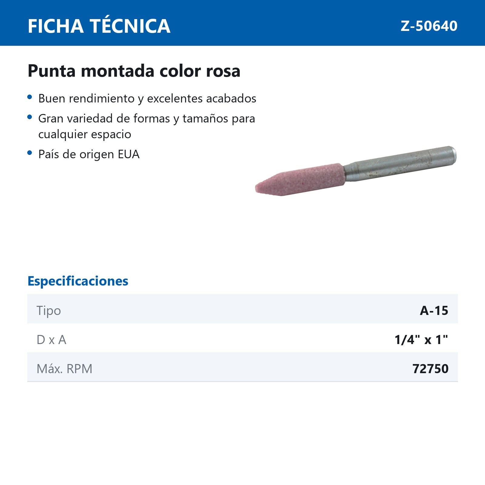 PUNTA MONTADA TIPO 'A15' 88A60  ROSA - Imagen 2