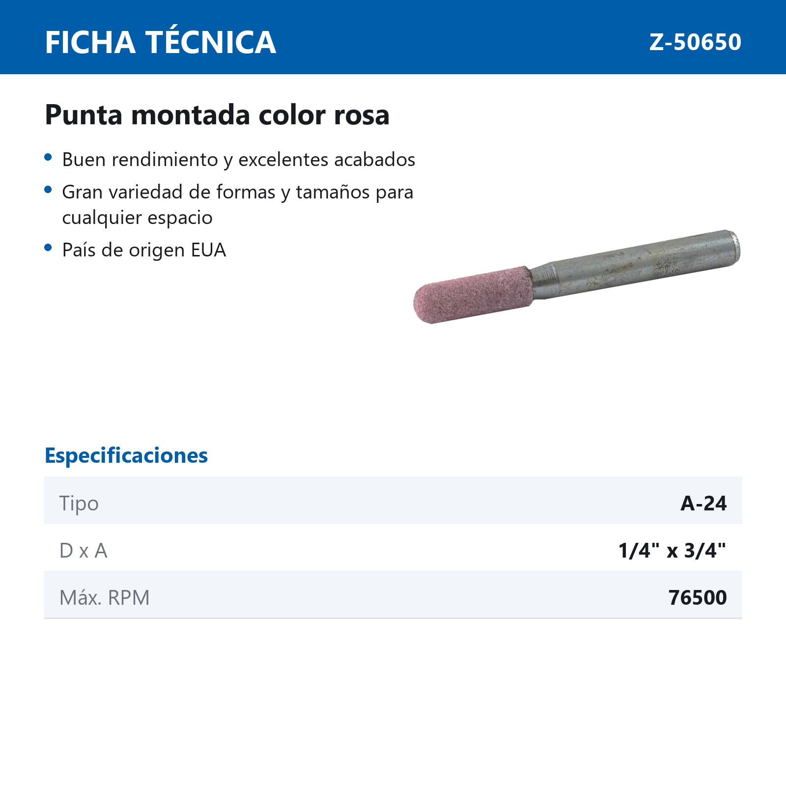 PUNTA MONTADA TIPO 'A24' 88A60  ROSA - Imagen 2