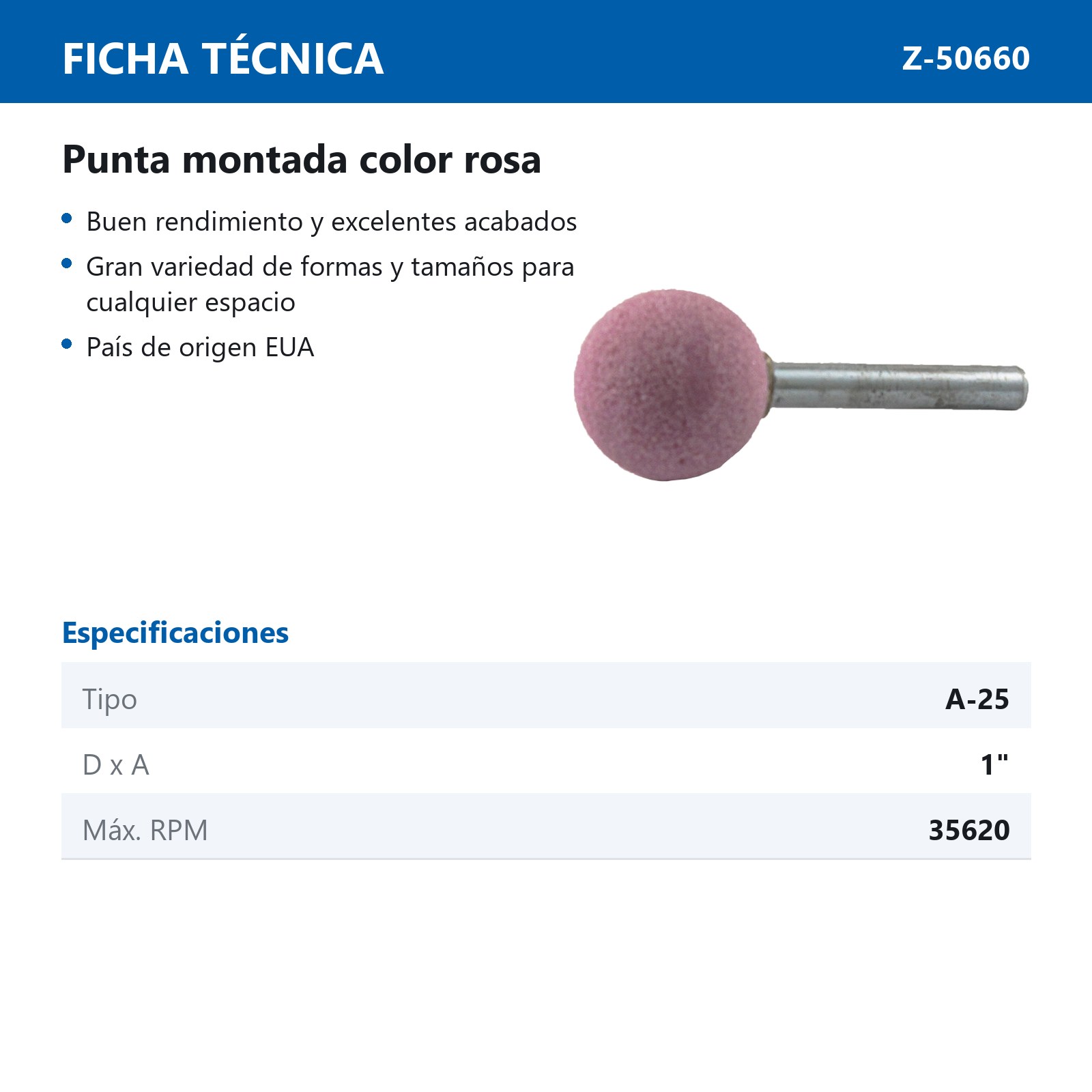 PUNTA MONTADA TIPO 'A25' 88A60  ROSA - Imagen 2