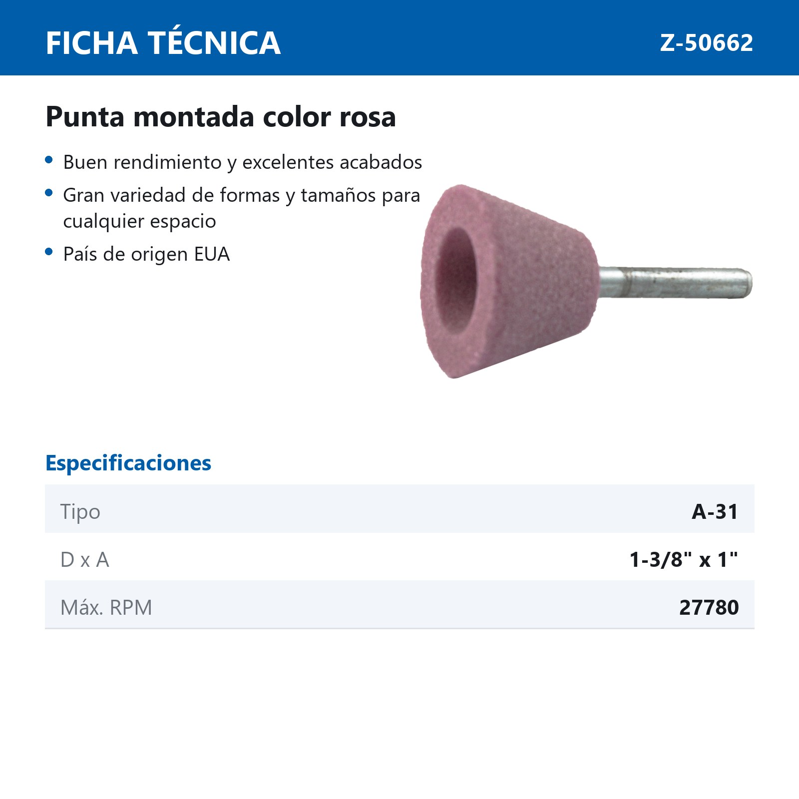 PUNTA MONTADA TIPO 'A31' 88A60  ROSA - Imagen 2