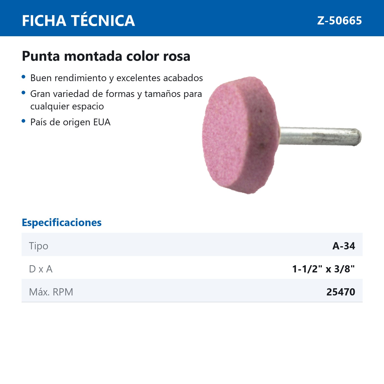 PUNTA MONTADA TIPO 'A34' 88A60  ROSA - Imagen 2
