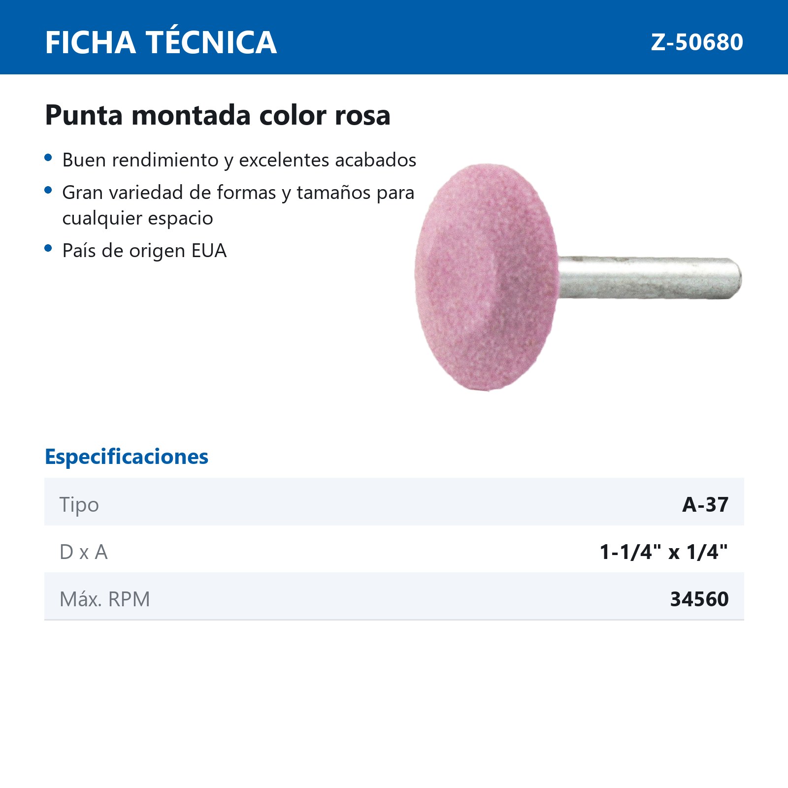 PUNTA MONTADA TIPO 'A37' 88A60  ROSA - Imagen 2