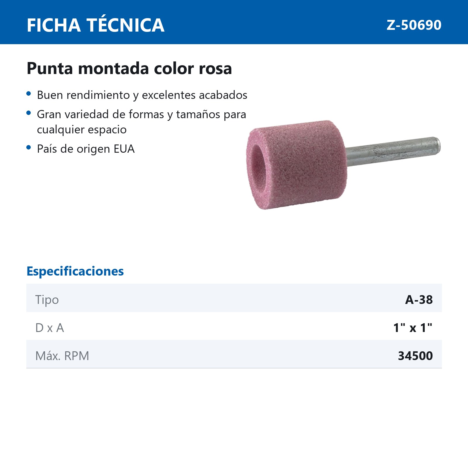 PUNTA MONTADA TIPO 'A38' 88A60  ROSA - Imagen 2