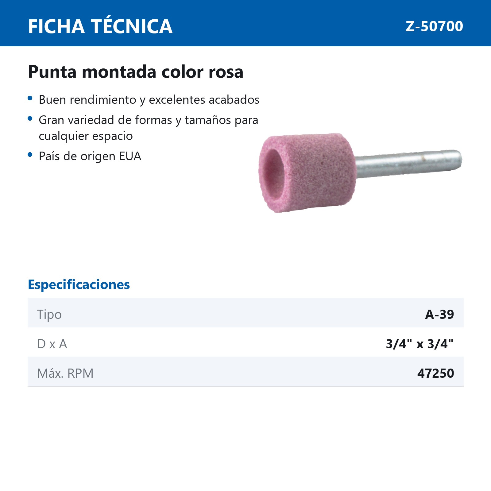 PUNTA MONTADA TIPO 'A39' 88A60  ROSA - Imagen 2