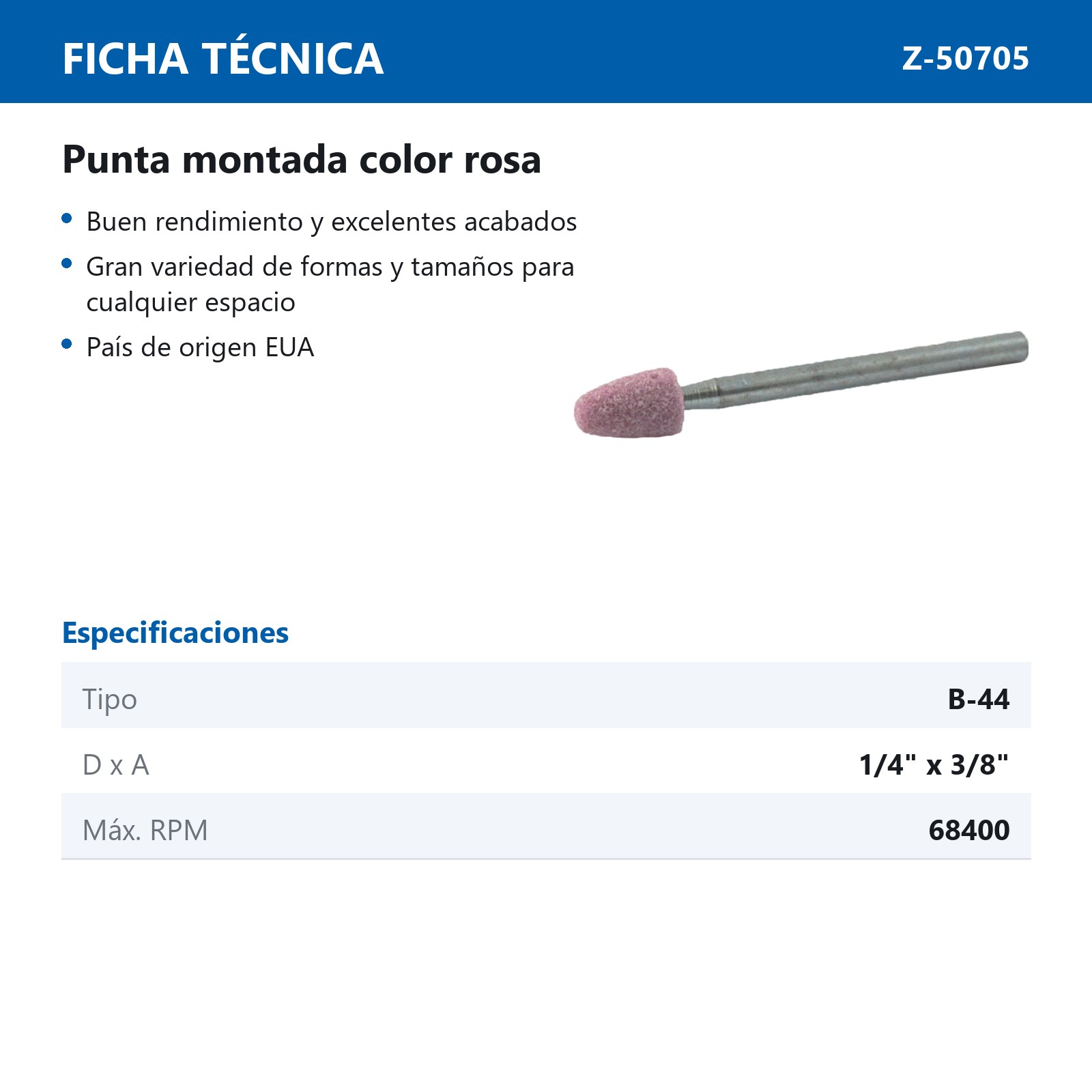 PUNTA MONTADA TIPO 'B44' 88A60  ROSA - Imagen 2