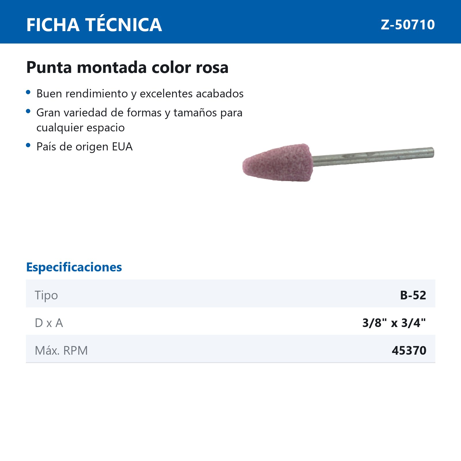 PUNTA MONTADA TIPO 'B52' 88A60  ROSA - Imagen 2