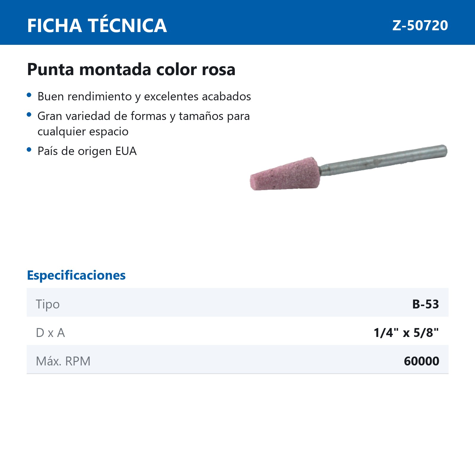 PUNTA MONTADA TIPO 'B53' 88A60  ROSA - Imagen 2