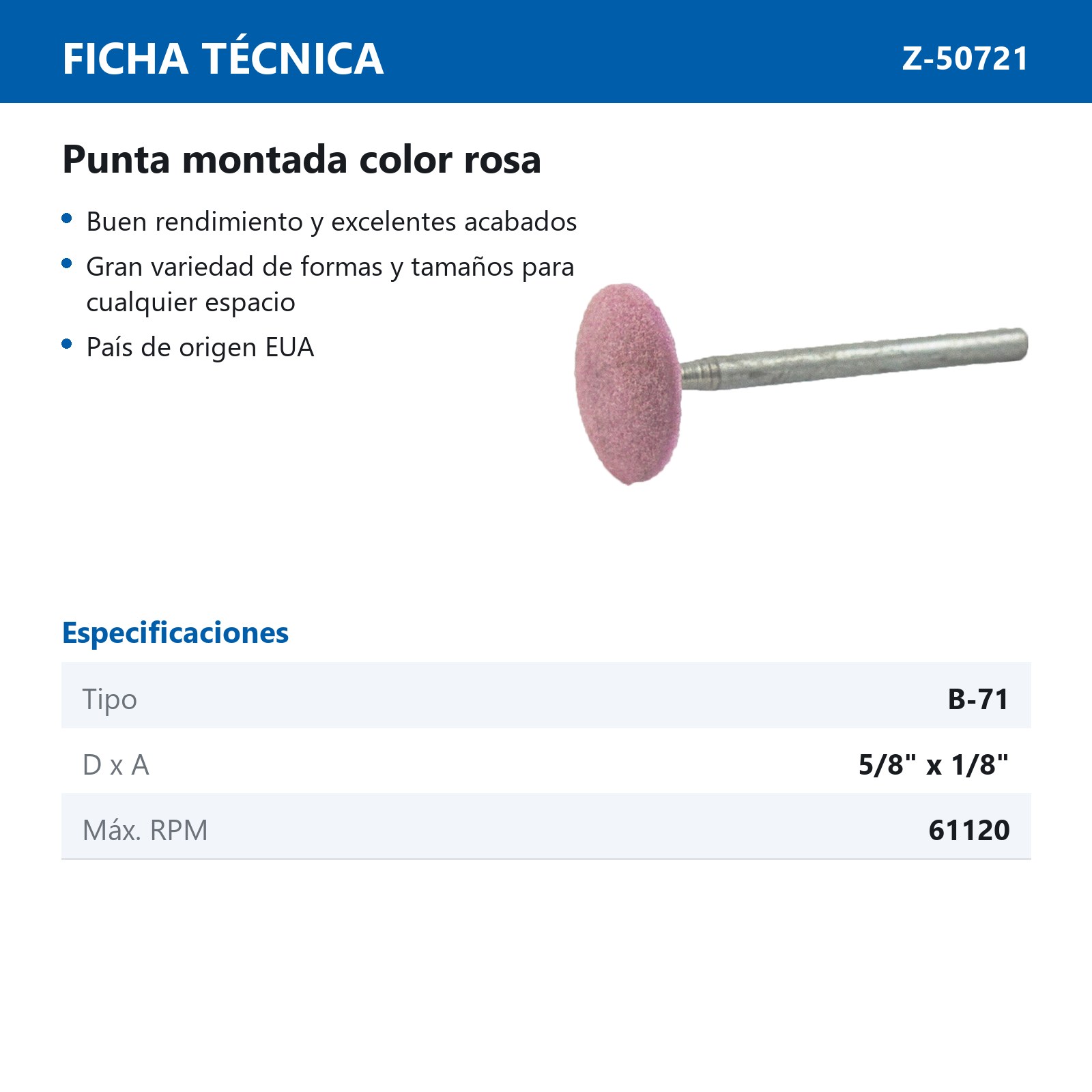 PUNTA MONTADA TIPO 'B71' 88A60  ROSA - Imagen 2