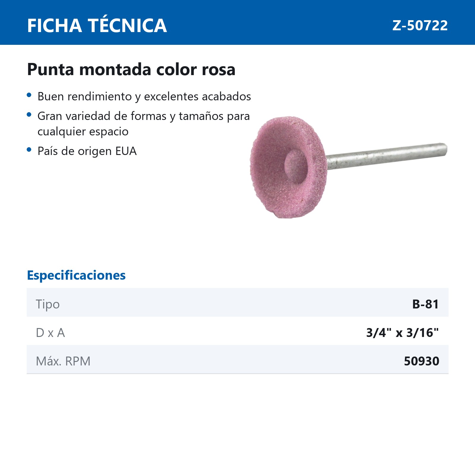 PUNTA MONTADA TIPO 'B81' 88A60  ROSA - Imagen 2
