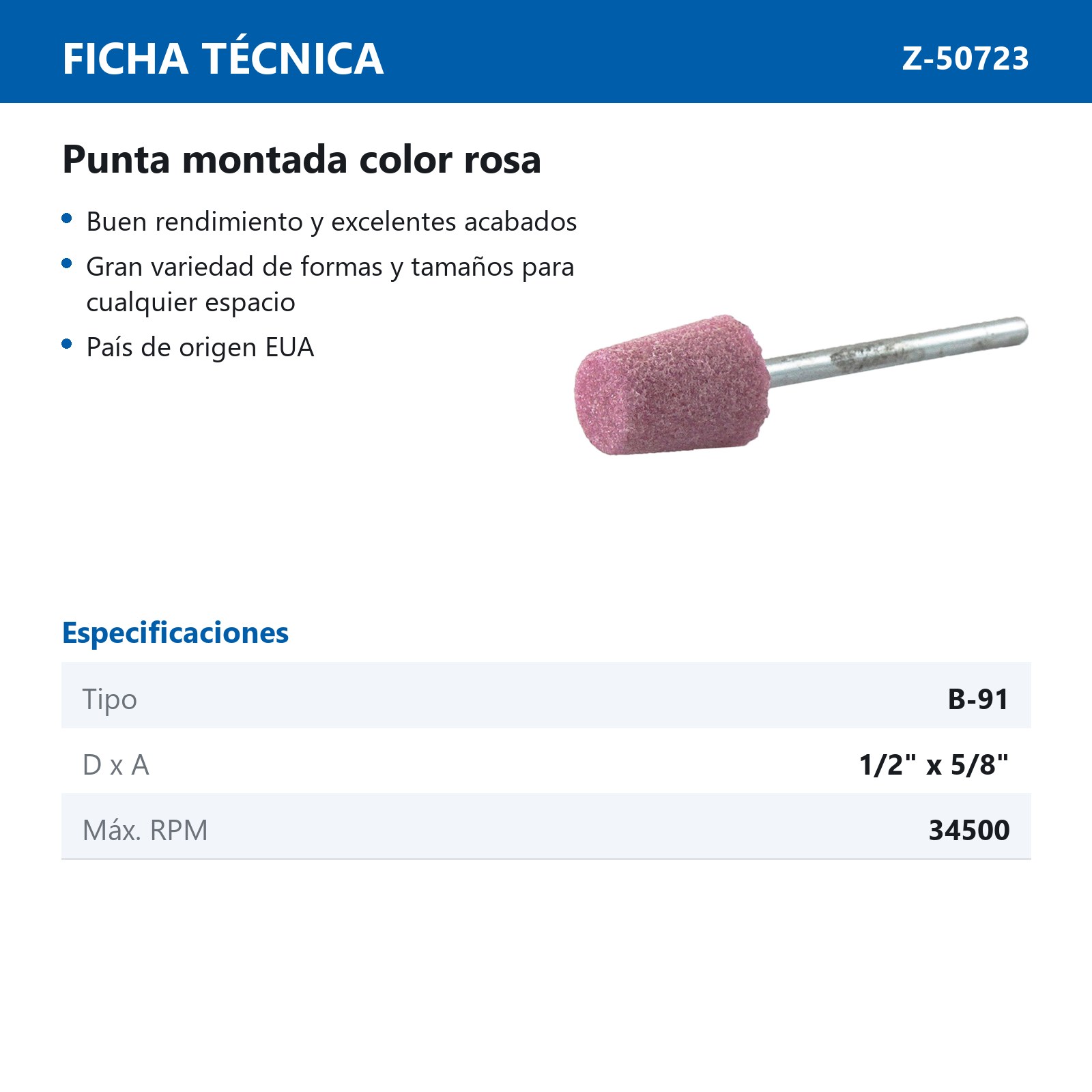 PUNTA MONTADA TIPO 'B91' 88A60  ROSA - Imagen 2