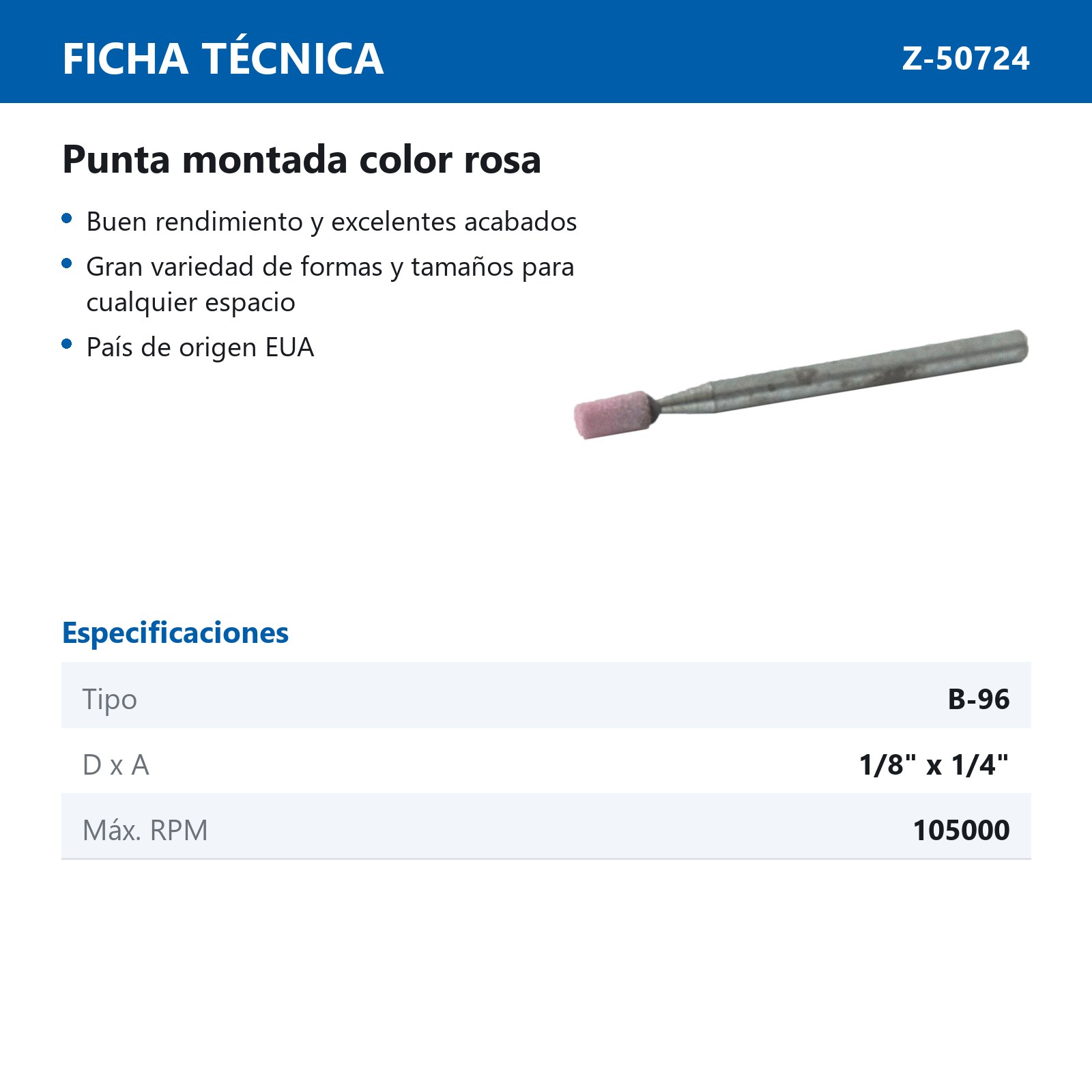 PUNTA MONTADA TIPO 'B96' 88A60  ROSA - Imagen 2