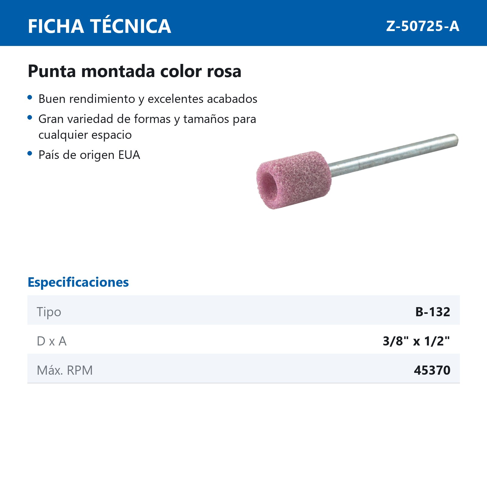 PUNTA MONTADA TIPO 'B132' 88A60  ROSA - Imagen 2