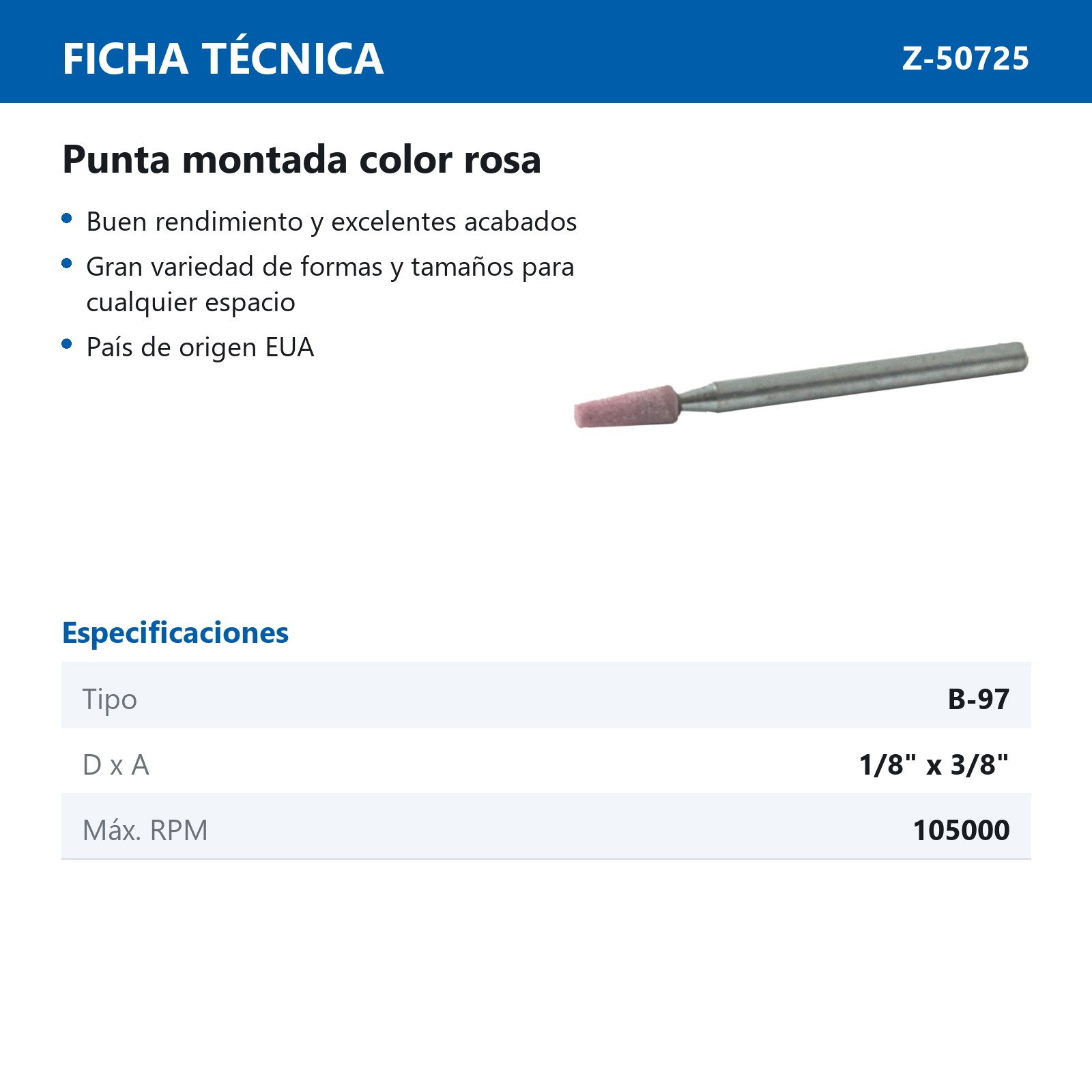 PUNTA MONTADA TIPO 'B97' 88A60  ROSA - Imagen 2