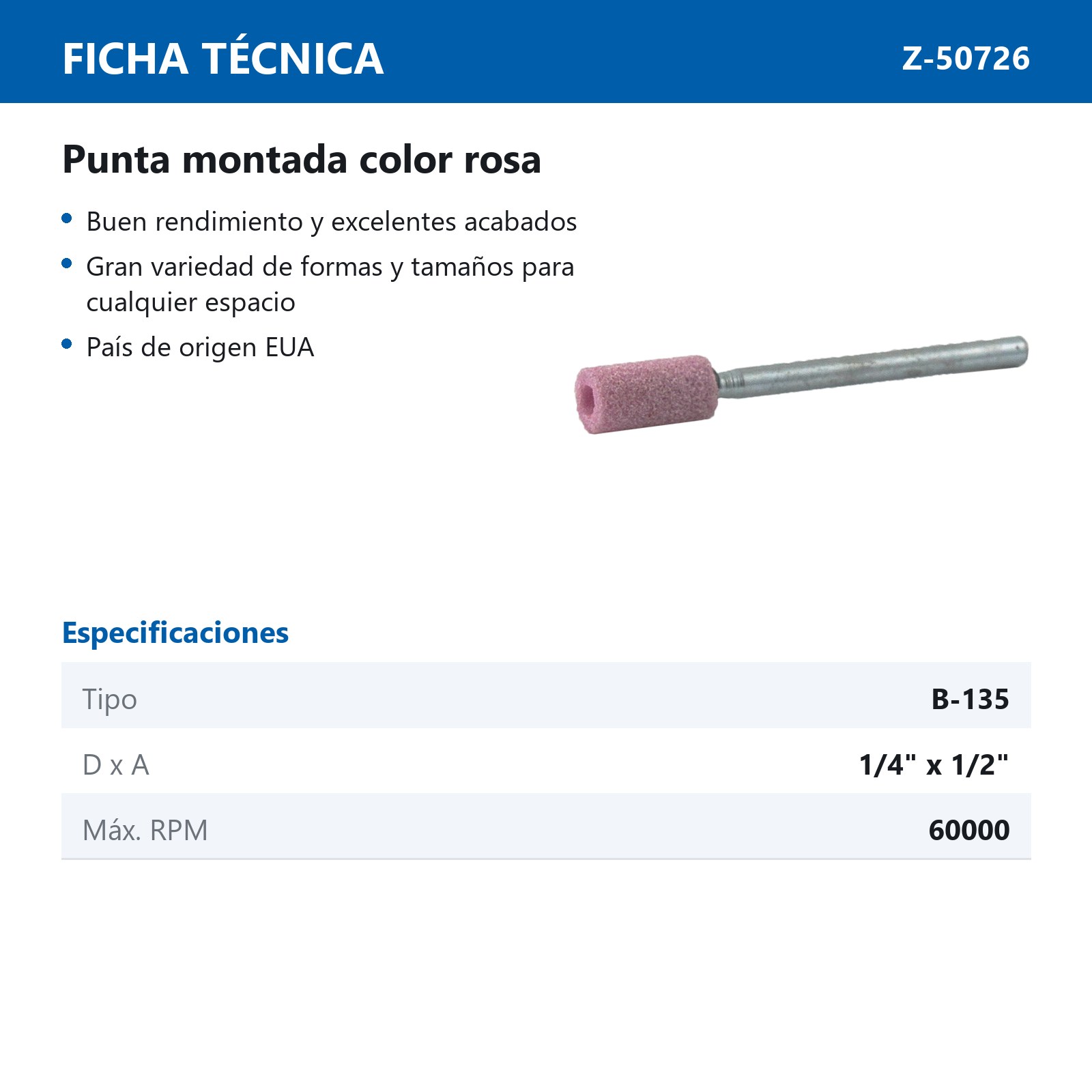 PUNTA MONTADA TIPO 'B135' 88A60  ROSA - Imagen 2