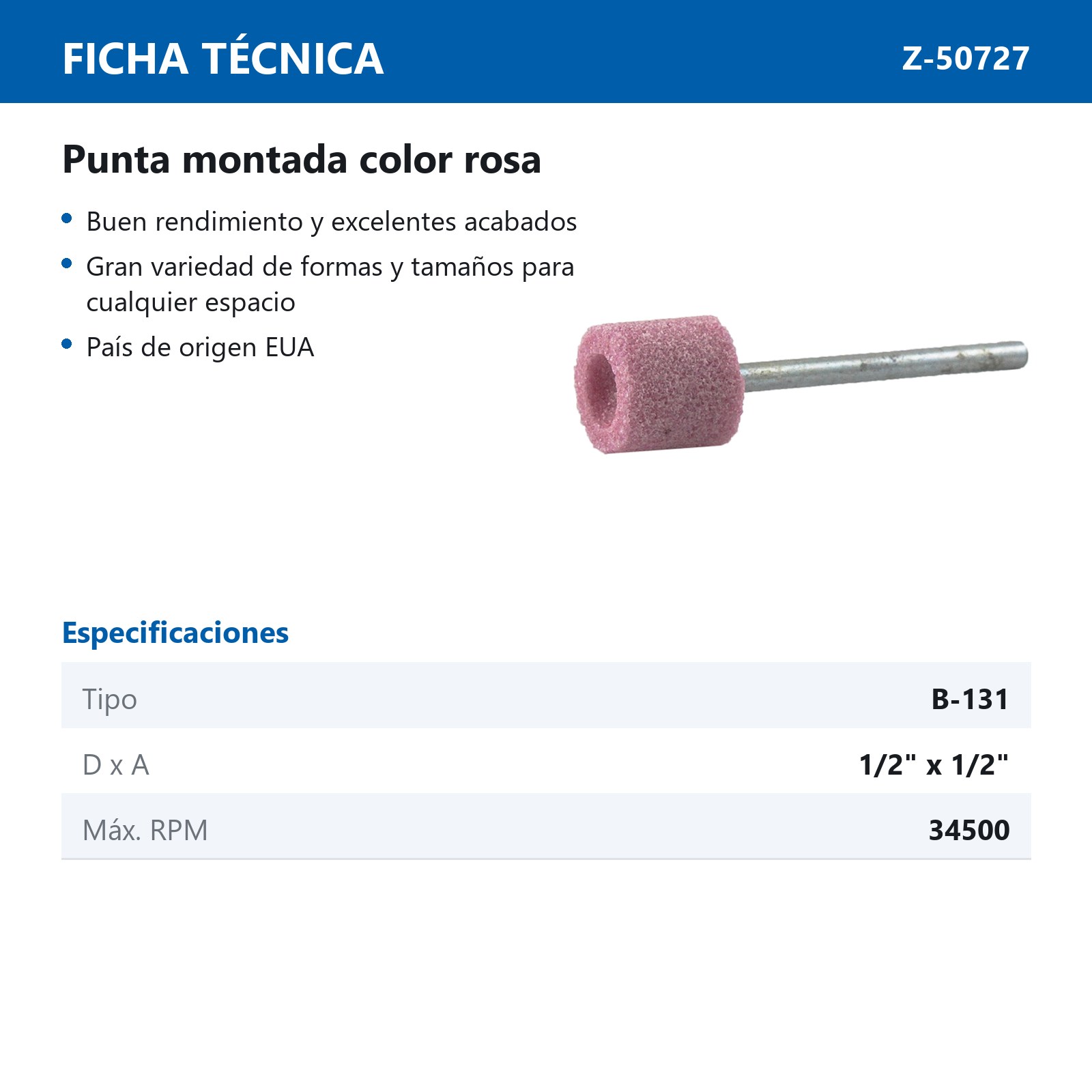 PUNTA MONTADA TIPO 'B131' 88A60  ROSA - Imagen 2
