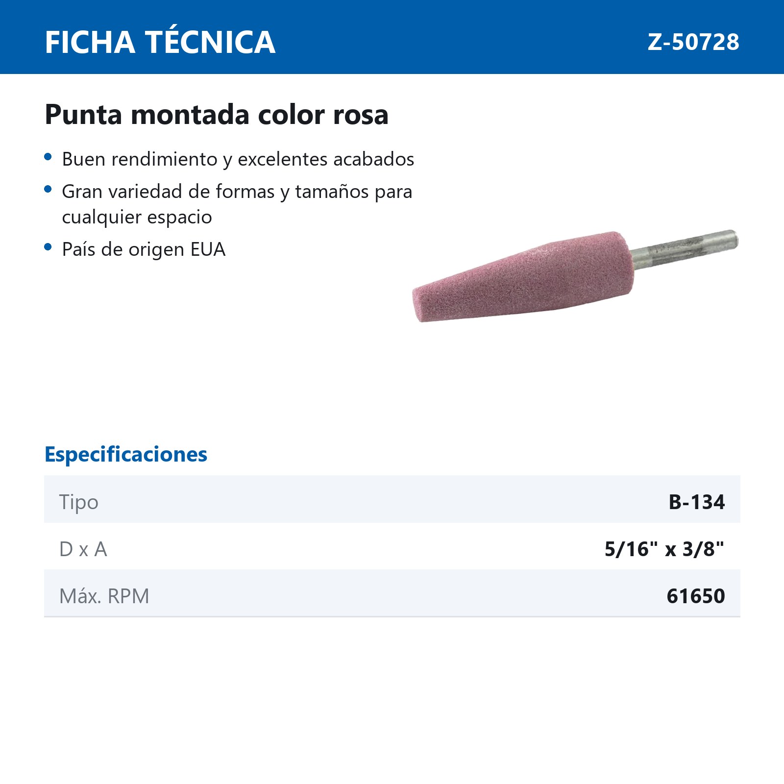 PUNTA MONTADA TIPO 'B134' 88A60  ROSA - Imagen 2