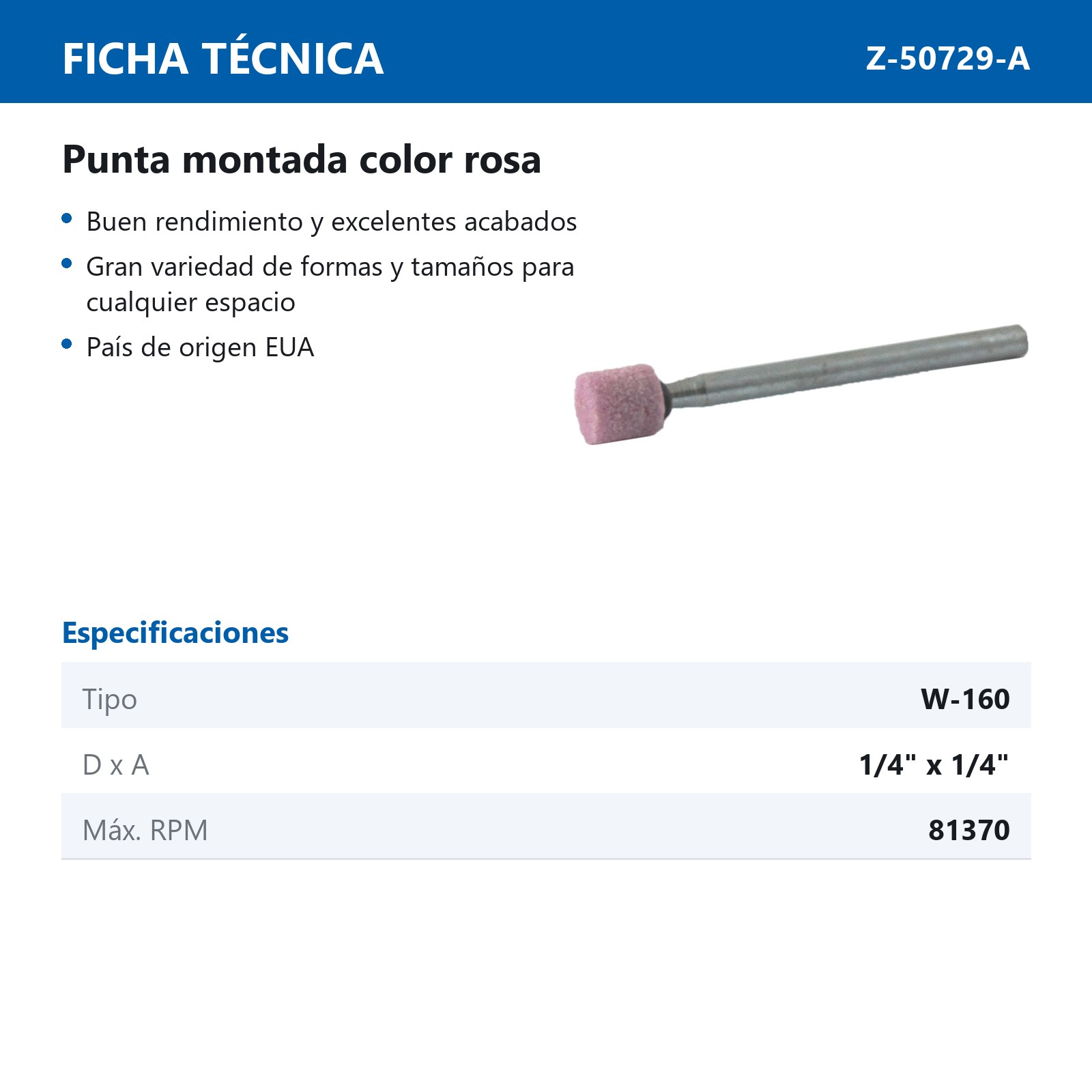 PUNTA MONTADA TIPO 'W160' 88A60  ROSA - Imagen 2