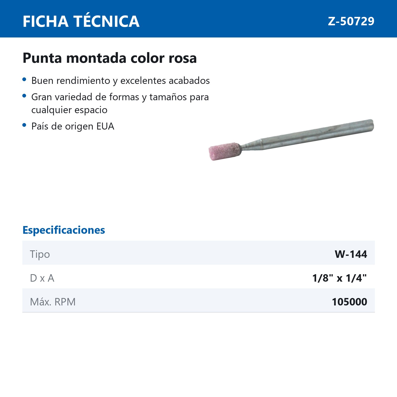 PUNTA MONTADA TIPO 'W144' 88A60  ROSA - Imagen 2