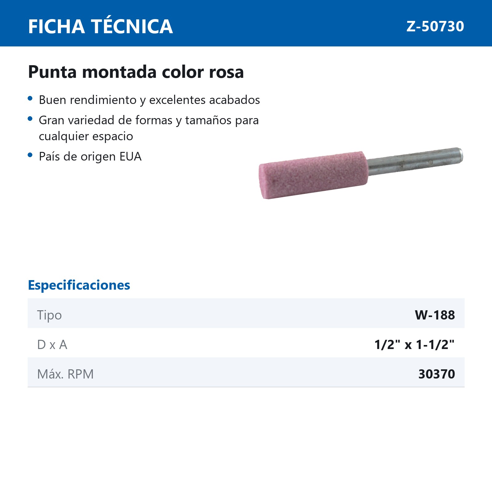 PUNTA MONTADA TIPO 'W188' 88A60  ROSA - Imagen 2