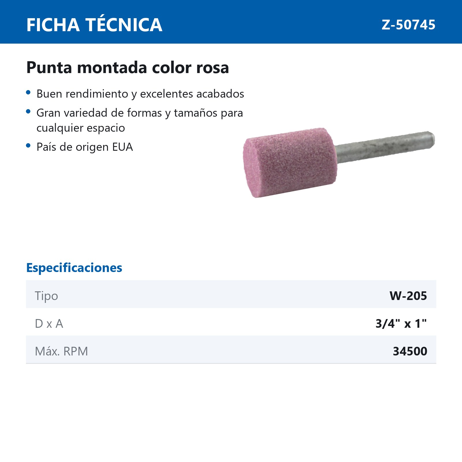 PUNTA MONTADA TIPO 'W205' 88A60  ROSA - Imagen 2