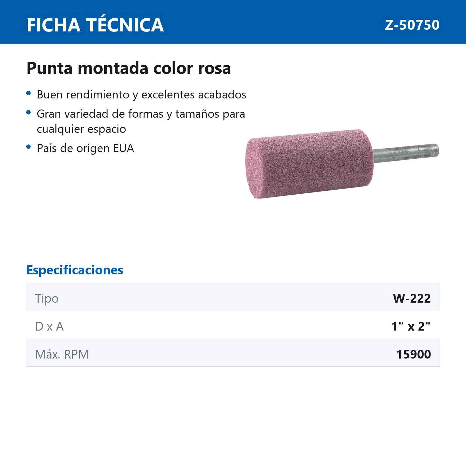 PUNTA MONTADA TIPO 'W222' 88A60  ROSA - Imagen 2
