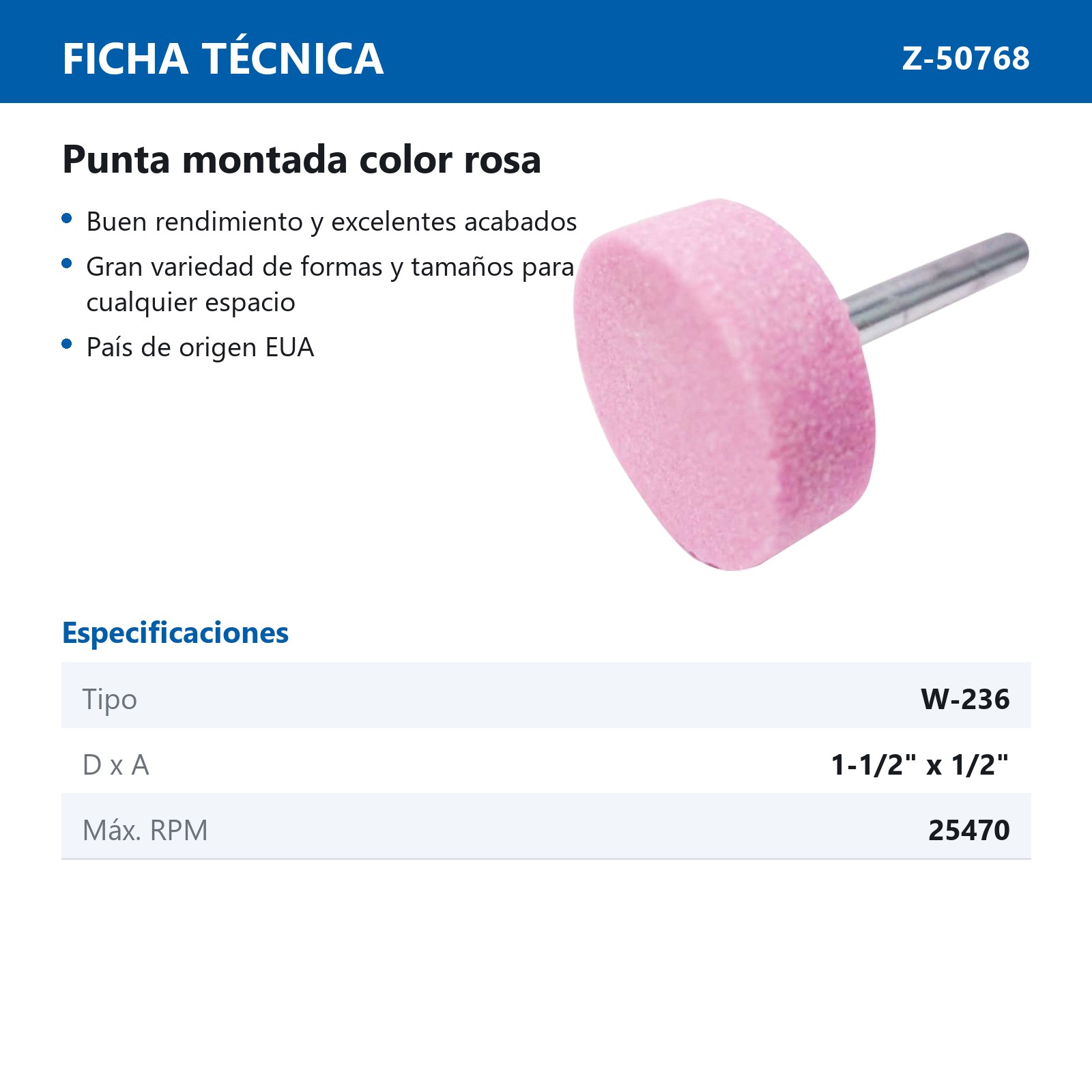 PUNTA MONTADA TIPO 'W236' 88A60  ROSA - Imagen 2
