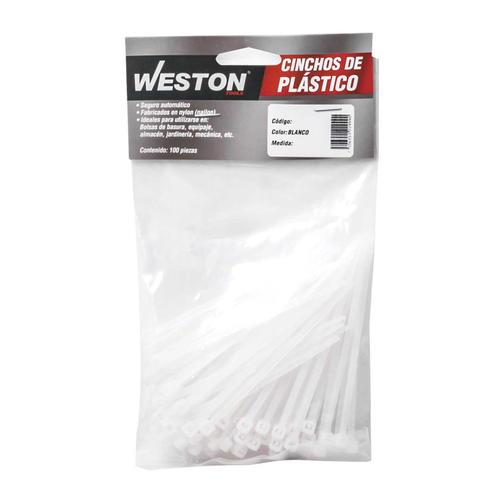 CINCHO PLASTICO BLANCO 4.8 X 450MM    (bolsa c/100) - Imagen 2