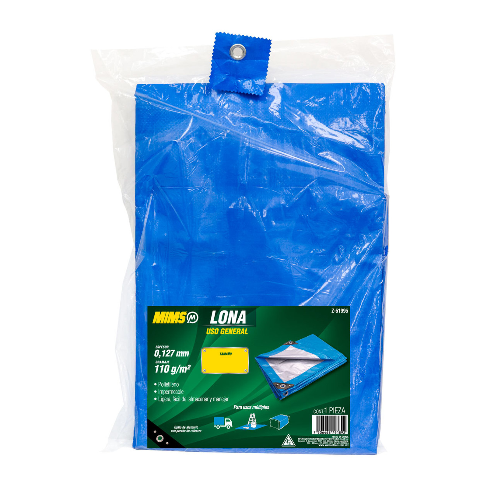 LONA AZUL USO GENERAL 110G 3M X 3M - Imagen 3