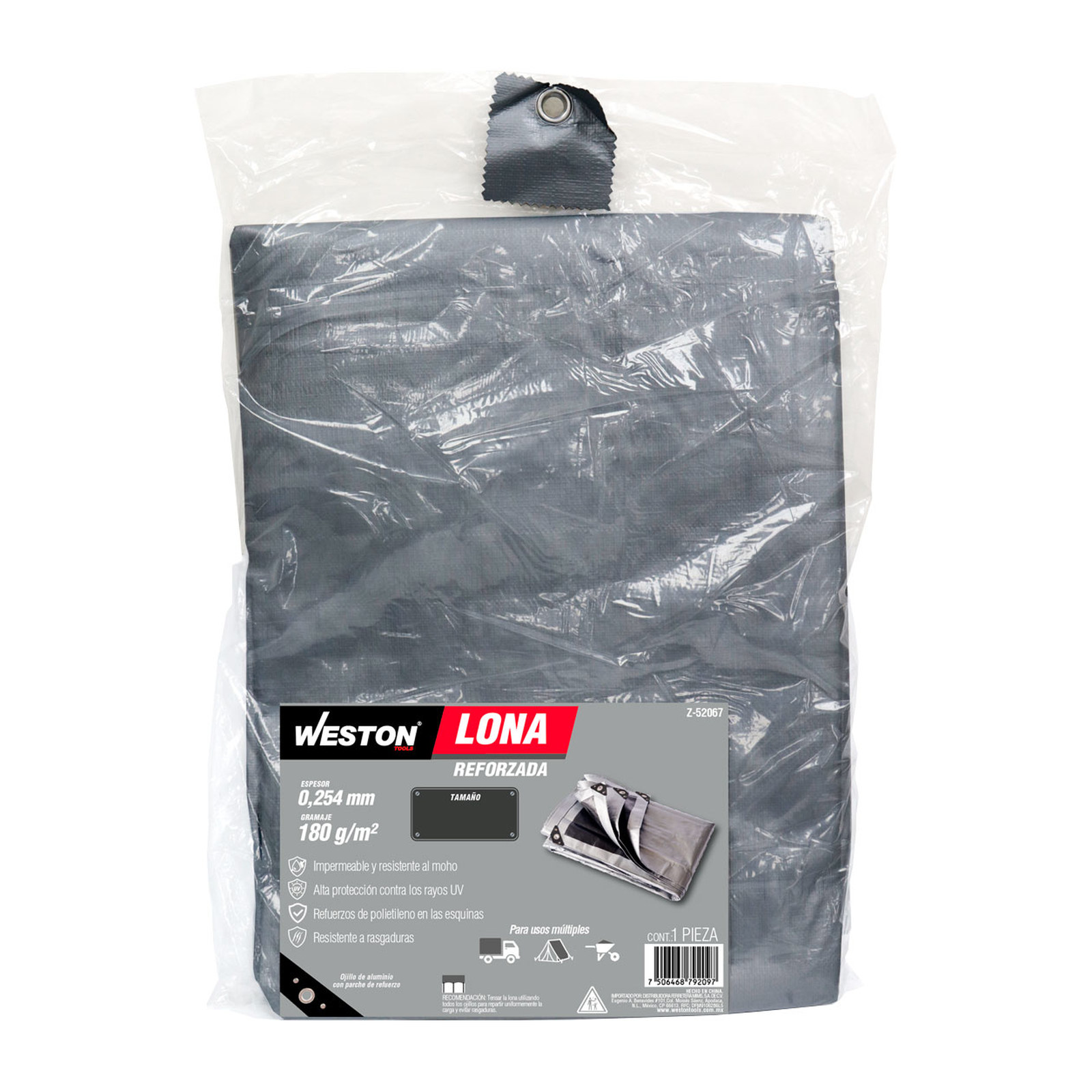 LONA GRIS REFORZADA 180G 3.6M X 4.8M - Imagen 3