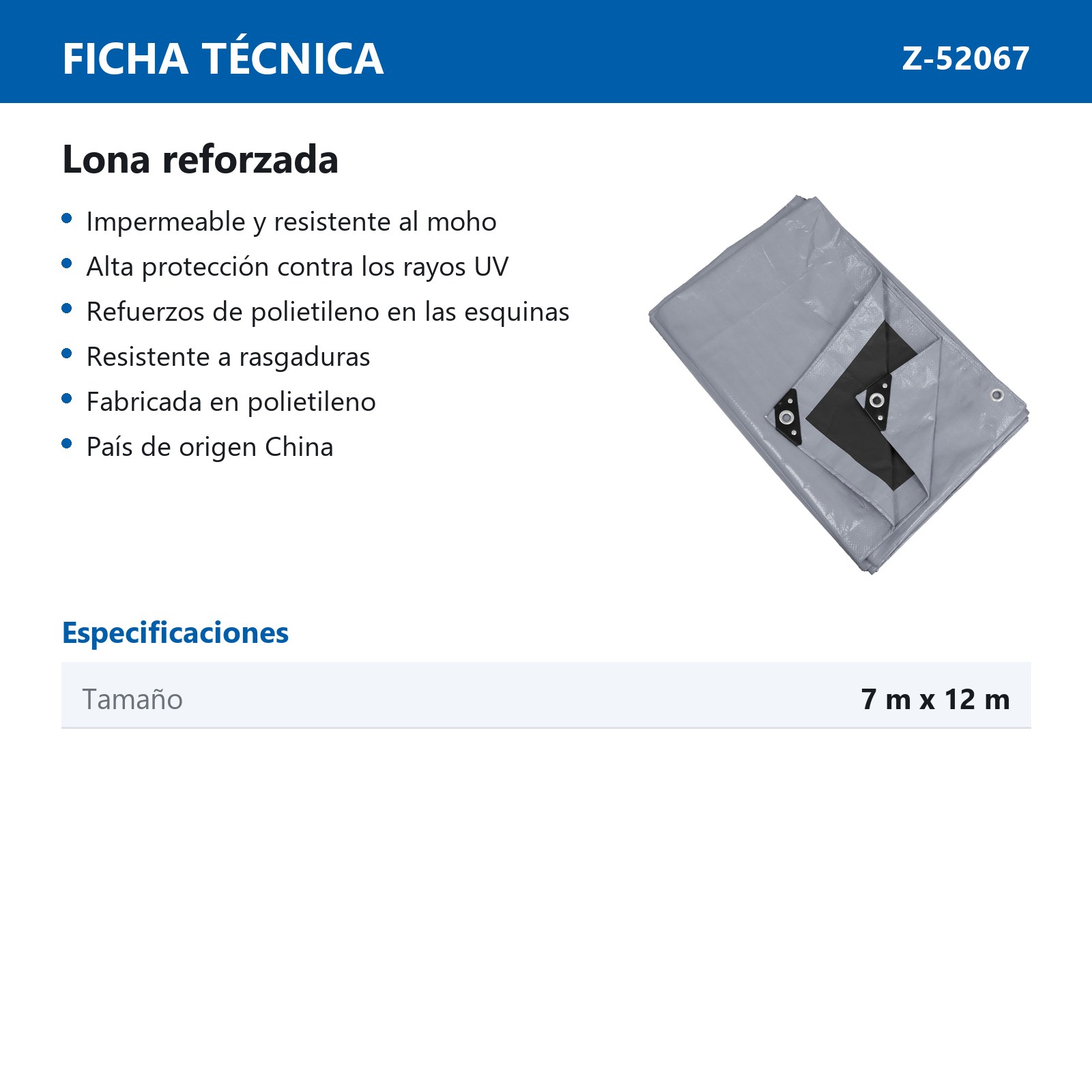 LONA GRIS REFORZADA 180G 7M X 12M - Imagen 4