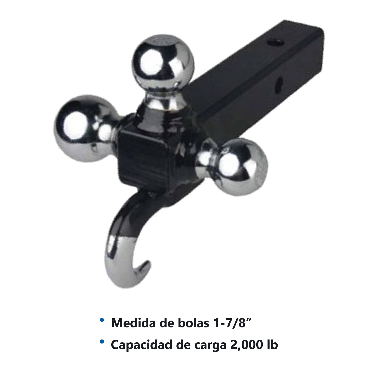 LENGÜETA P/REMOLQUE C/TRIPLE BOLA Y GANCHO - Imagen 2