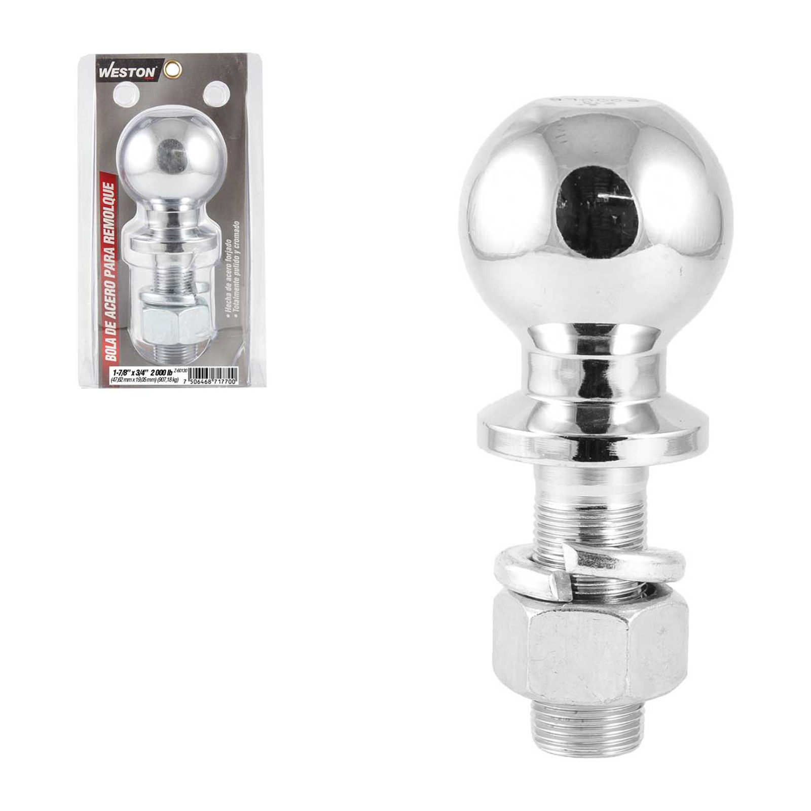 Bola de Acero para Remolque 1-7/8" x 3/4" 2000 Libras Weston