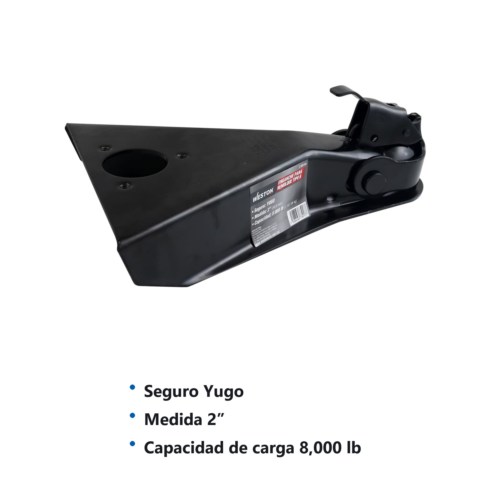 ENGANCHE P/REMOLQUE TIPO "A" C/SEGURO YUGO MEDIDA 2" CAP. 8000 LB - Imagen 2