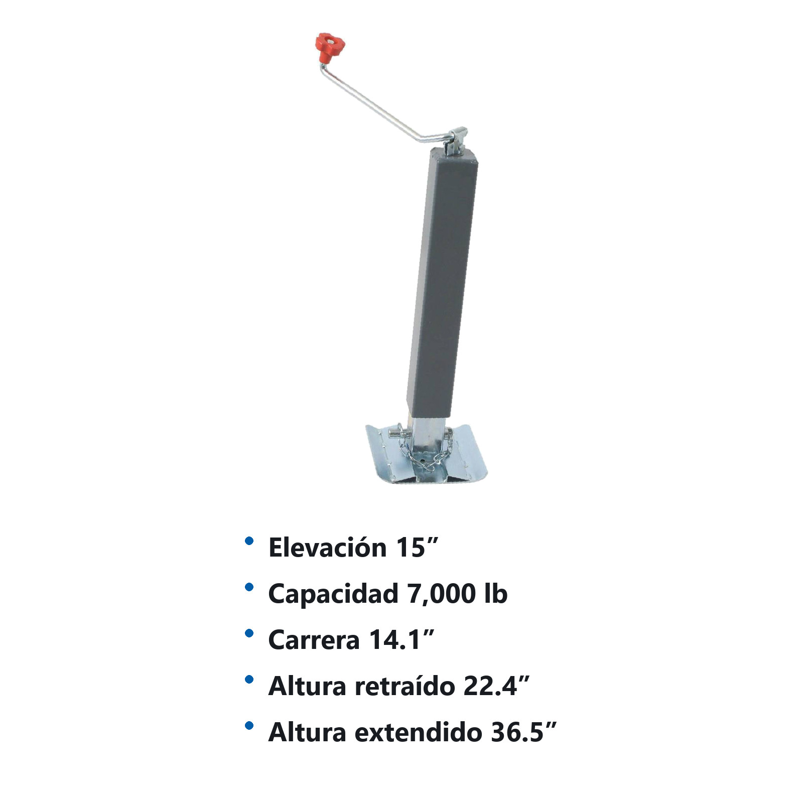 GATO P/REMOLQUE SOLDABLE C/TUBO CUADRADO MANIVELA SUPERIOR CAP. 7000 LB - Imagen 2