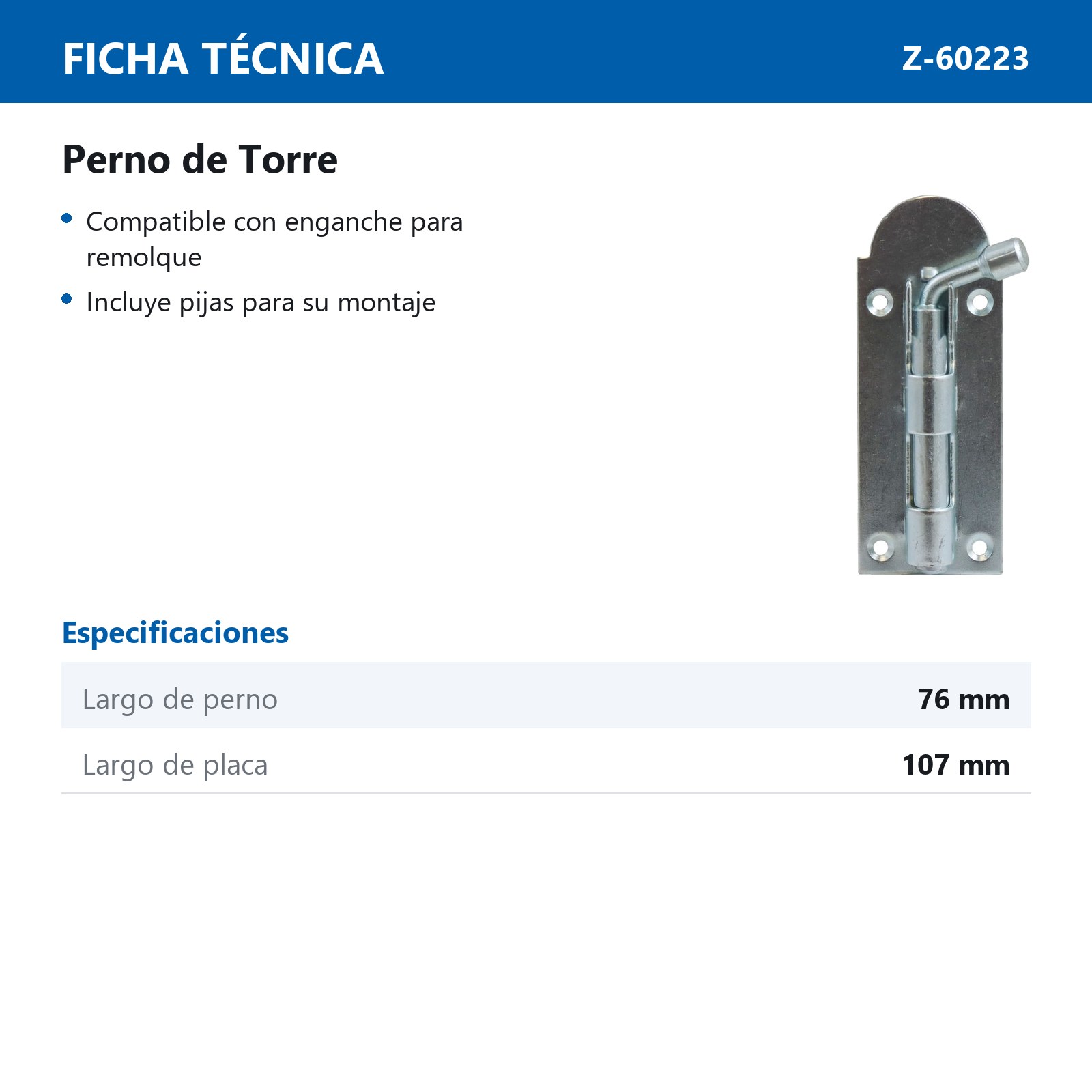 PERNO D/TORRE 76 MM - Imagen 2