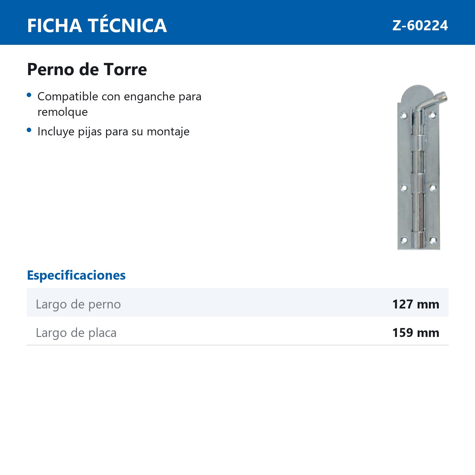 PERNO D/TORRE 127 MM - Imagen 2