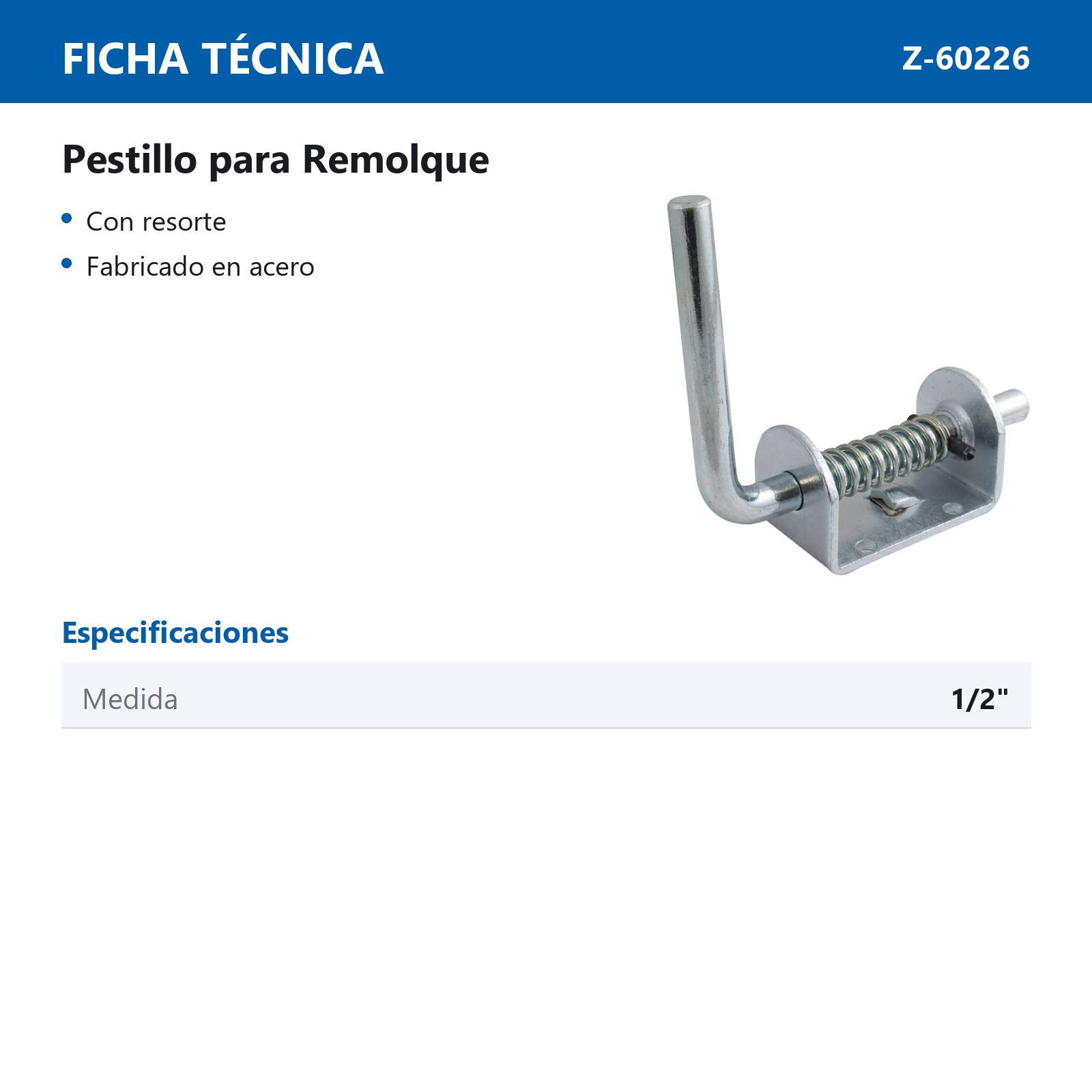 PESTILLO P/REMOLQUE C/RESORTE MEDIDA 1/2" - Imagen 2